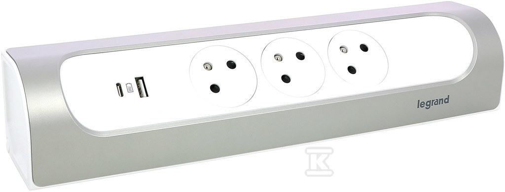 Cablu prelungitor de colț 3x2P+Z, USB - 049409