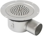 Adjustable body of the bathroom inlet with a round grate (to be purchased siphon 502.050.110 and optional filter 502.000.000 S) MULTI, horizontal drain Ø75 MM, for vinyl floors