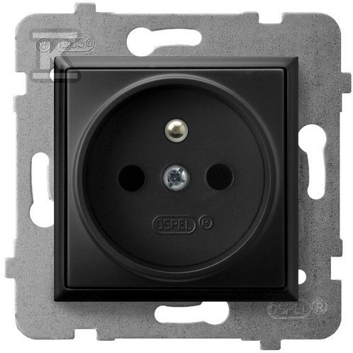 Single socket with grounding, black - GP-1UZ/M/33