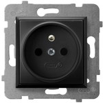 Single socket with grounding, black metallic ARIA