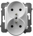 Double socket with grounding module without frame, white ARIA