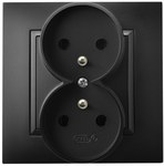 Double earthed socket complete with frame, black metallic ARIA