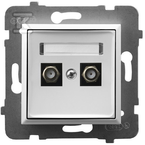 Double F-type antenna socket, white - GPA-2UF/M/00