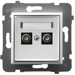 Double F-type antenna socket, white ARIA