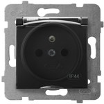 IP-44 grounded splash-proof socket with transparent cover, black metallic ARIA