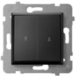 Shutter switch with mechanical interlock, ARIA black metallic