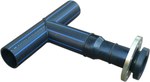 Trójnik segmentowy kołnierzowy Tytan typ 1 PE100-RC 225x50/90 SDR17 PN10 woda, kolor czarny z niebieskim paskiem