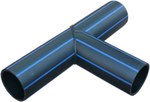Trójnik segmentowy Tytan typ 1 PE100-RC 315x315/90 SDR11 PN16 woda, kolor czarny z niebieskim paskiem