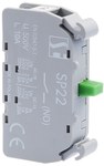 A connector with a NO circuit, green NO, for emergency stops