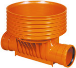 Channel PP 425x160, type1 straight, for a corrugated rising pipe DN/ID 425mm and a smooth inlet pipe 160mm, with a gasket, orange color (Diamir 425NW well)