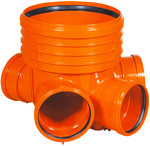 Unit PP 400x160, type2 collective, for a smooth rising pipe DN/OD 400mm and a smooth inlet pipe 160mm, with a gasket, orange (Diamir 400 well)