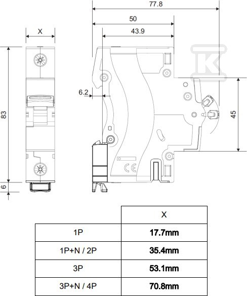 Leistungsschalter S 301 1P B 20A 6000A - 403358