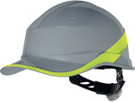 Захисний шолом з ABS у формі бейсболки, регулювання кнопкою, +50°C/-30°C, M, L, 440 VAC, електрична ізоляція (EN50365) сіро-жовтий регульований