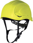 Захисний шолом з ABS, у гірському стилі, з регулюванням ротором, підборідний ремінь з 3 точками кріплення, розмір M, +50°C/-20°C, 440 VAC, електрична ізоляція (EN50365) жовтий регульований