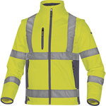 Bluza ostrzegawcza softshell z poliestru (100%), 3 warstwy laminowane, odpinane rękawy, kl. 3 żółty fluo-szary M