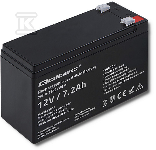 AGM-Batterie 12V 7,2Ah max. 108A - 53062