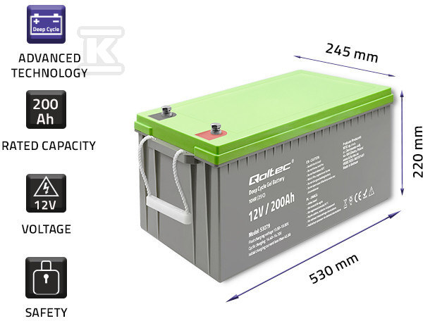 Deep Cycle Gel Battery 12V 200Ah - 53079