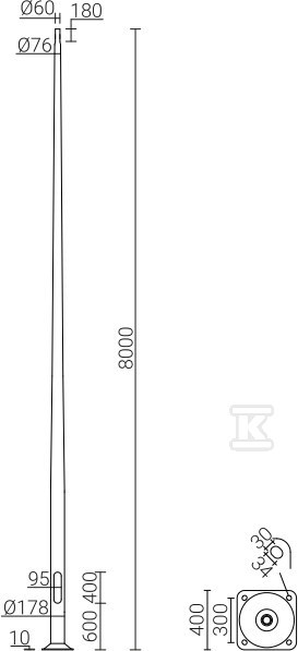 Aluminijumski stub SAL-80K eloksirani - 42630/C45