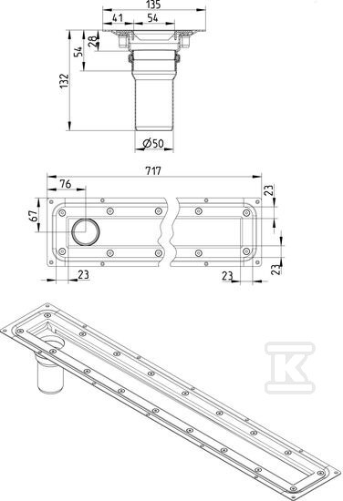 WaterLine Shower channel for vinyl - 275.070.056.20