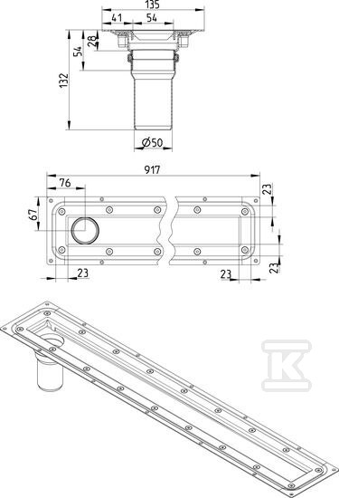 WaterLine Shower channel for vinyl - 275.090.056.20