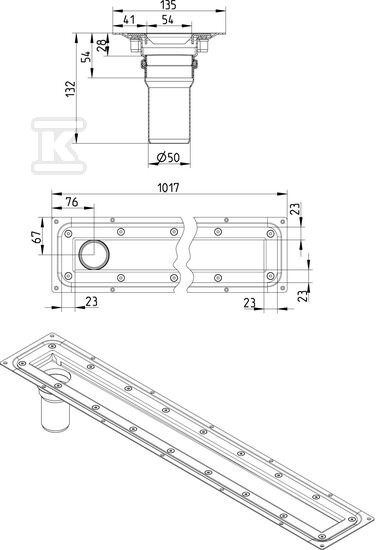 WaterLine Shower channel for vinyl - 275.100.056.20