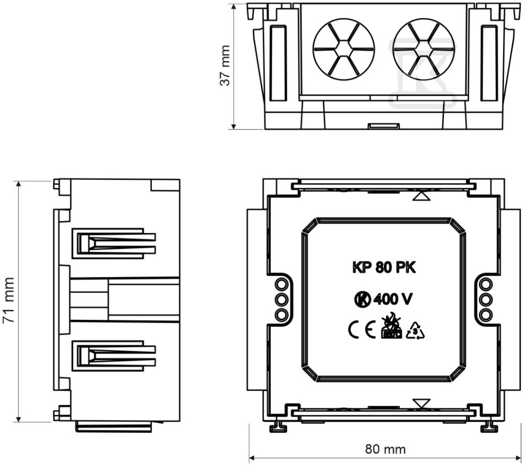 Skrinka do potrubia KP 80 HF PK 110x65 - KP 80 PK HF_HB