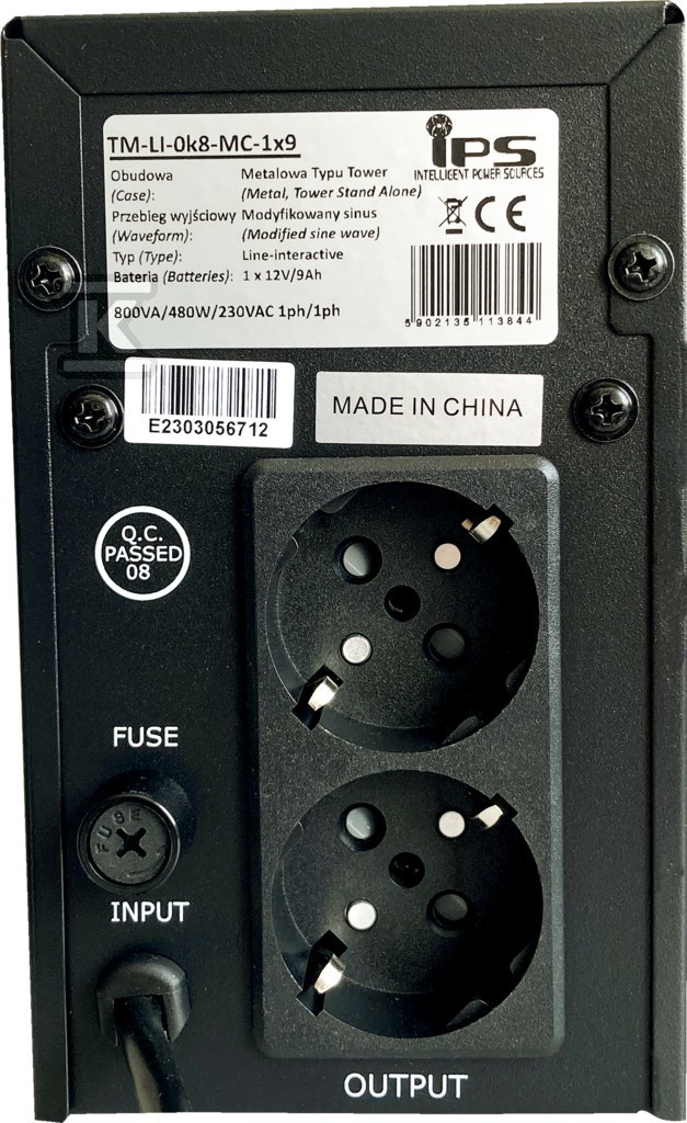 UPS Tower 800VA/480W/230V акумулятор - TM-LI-0K8-MC-1X9