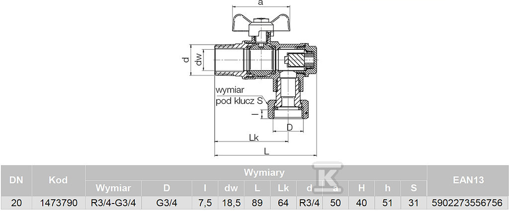 SPIN angle ball valve with rotating cap - 1473790