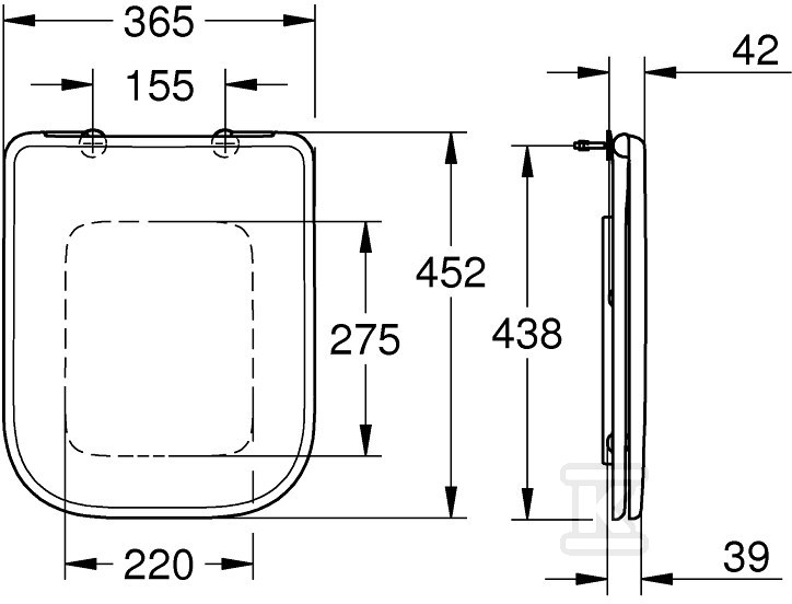 GROHE Bau Edge - sedište sa mekim - 39813000