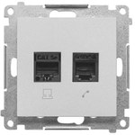 Gniazdo komputerowe RJ45 kategoria 5e + telefoniczne RJ12 (moduł): Aluminium mat, SIMON55