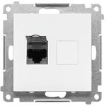 Single RJ45 computer socket, category 6, with dust cover (module): Matt white, SIMON55