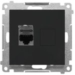 Single RJ45 computer socket, category 6, with dust cover (module): Matte black, SIMON55