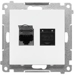 Double RJ45 computer socket, category 6, with dust cover (module): Matt white, SIMON55