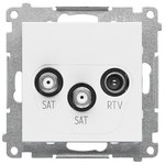 Dvostruka satelitska antenska utičnica SAT-SAT-RTV (modul). 2k Ulaz: 5 MHz÷2,4 GHz: Mat bela, SIMON55