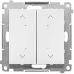 Double electronic roller shutter switch/button (module): Matte white, SIMON55