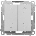 Double electronic roller shutter switch/button (module): Matt aluminum, SIMON55