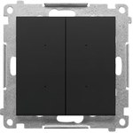 Double electronic roller shutter switch/button (module): Matte black, SIMON55