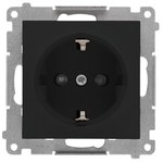 Schuko socket with shutters (module) 16 A, 250 V~, quick connectors: Matt black, SIMON55