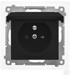 Plug socket for IP44 version with seal (module) 16 A, 250 V~, quick connectors. Cover color: Matt black, SIMON55