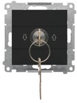 Momentary roller shutter key switch - button (module) 3-position "I-0-II" 2 contacts N/O, 5 A, 250 V~: Matt black, SIMON55