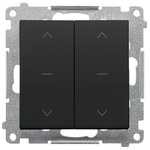 Double, three-position roller shutter switch 1-0-2 (module) 10 A, 250 V~, quick connectors: Matt black, SIMON55