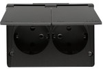 Подвійна розетка Schuko, бризкозахищена поверхневого монтажу IP44 з жалюзі, скандинавська версія 16A, 250V ~, гвинтові клеми, матовий чорний Simon54