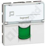 Gniazdo 1 x RJ 45 kat. 6a STP - 2 modułowe - biały z zieloną klapką