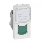Gniazdo M45 1 moduł 1 x RJ45 kat. 6 A UTP białe z zieloną klapką