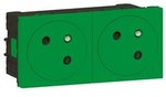 Gniazdo 2 x 2P+Z 16 A - 250 V~ zespolone kątowe 45° - zaciski automatyczne - 4 modułowy - zielone
