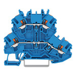 З'єднувач 2-поверховий, з кнопками, з'єднувач наскрізний/наскрізний, N/N, без основи для маркування, для застосувань Ex e II та Ex i, на DIN-рейку TS 35 x 15 та 35 x 7,5, 2,5 мм², Push-in CAGE CLAMP®, 2,50 мм², синій