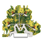 З'єднувач 2-поверховий, з'єднувач PE 4-провідний, з кнопками, 2,5 мм², PE, для застосувань Ex e II, без основи індикатора, з внутрішнім перемиканням, на шину TS 35 x 15 і 35 x 7,5, Push-in CAGE CLAMP®, 2,50 мм², жовто-зелений