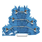 З'єднувач 3-поверховий, з кнопками, з'єднувач наскрізний/наскрізний/наскрізний, N/N/N, без основи для маркування, для застосувань Ex e II та Ex i, на DIN-рейку TS 35 x 15 та 35 x 7,5, 2,5 мм², Push-in CAGE CLAMP®, 2,50 мм², синій