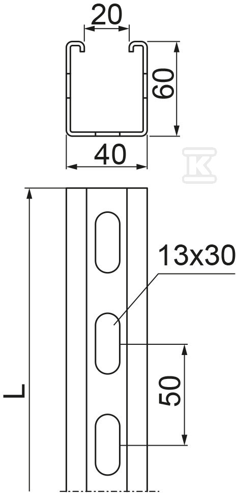 Mounting channel CMC40H60/3, sheet - 616630