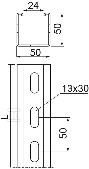 Mounting channel CMC50H50/6, sheet - 616860